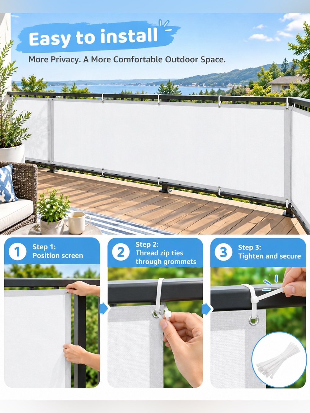 Love Story Heavy-Duty White Outdoor Privacy Screen